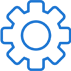 A blue gear is in the middle of a green background.